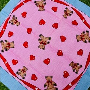 Pink Teddy Bear and Heart Scarf/Bandana